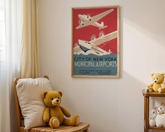 New York – Municipal Airports – 1932 Retro Travel Poster