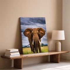 Majestic African Elephant Stands Prominently In Wall Art Canvas Print Home Decor