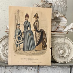 Historical REFERENCE 1886 French Fashion antique French Illustration toned draw