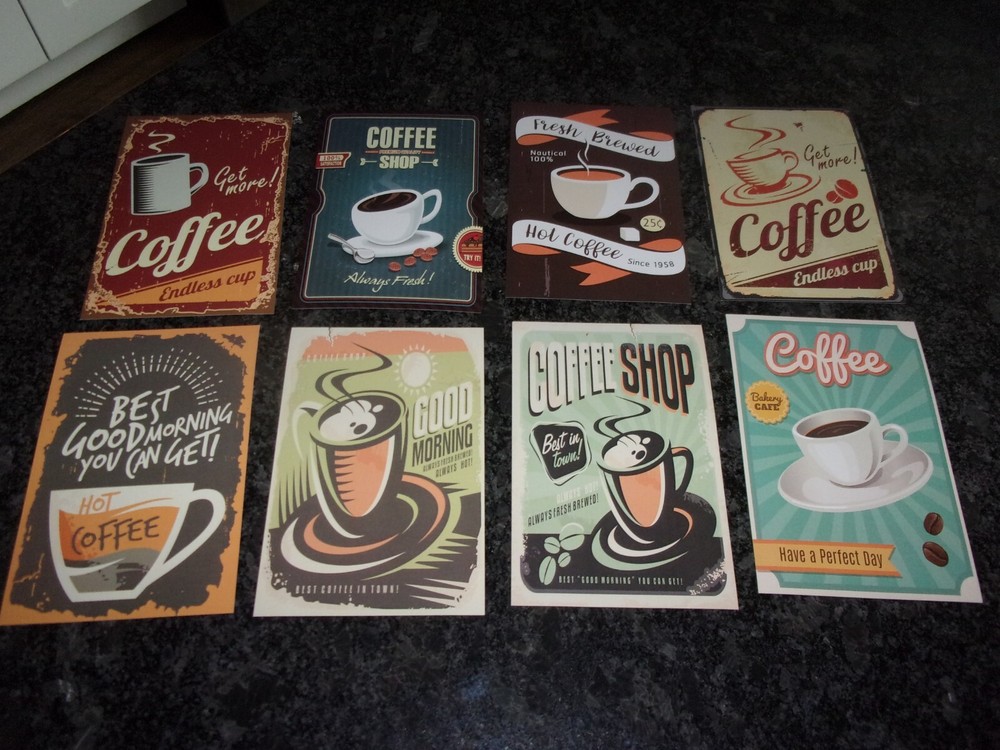 COFFEE CARDS Art set of 8 – Coffee Break advertisement – 6″ x 4″