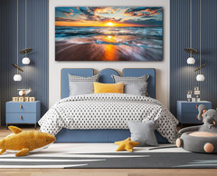 GUGIKA Ocean Wall Art for Living Room, Large Coastal Beach Canvas Wall Decor for