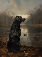 Black Labrador – Duck Hunter On Canvas – 8×10”