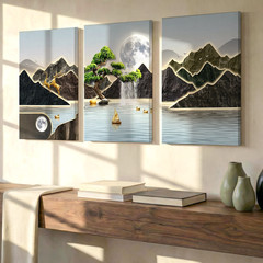 3 Pieces Modern Mountain Landscape Large Wall Art Set for Bedroom Set Of 3