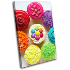 Cupcakes Baking Bake colour Food Kitchen SINGLE CANVAS WALL ART Picture Print