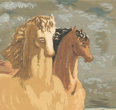 GIORGIO DE CHIRICO Horses on the Shore 26″ x 20″ Serigraph 1965 Surrealism Brown
