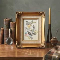 Vintage Gold Framed Wall Art Summer Bird Wall Art Vintage Botanical 8.5 X 10.5″