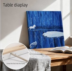 16X16” Night Ocean &Moonlight Wall Art Decor Set of 2 Framed Canvas Cool Blue