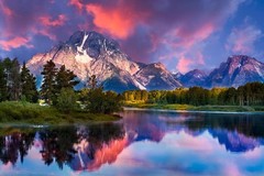 Sunrise at Oxbow Bend Grand Teton National Park Photo Photograph Poster 36×24