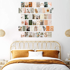 50PCS Boho Aesthetic Pictures Wall Collage Kit, Peach Teal Photo Collection Coll