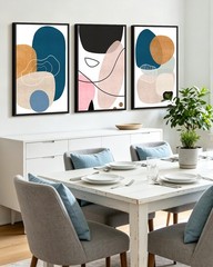 Modern Abstract Framed Wall Art Color Blocks Artwork Home Decor for Bedroom D…