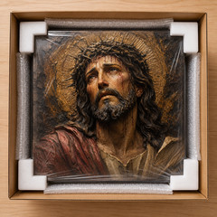 Jesus Crown of Thorns Canvas Wall Art Christian Religious Portrait Faith Home