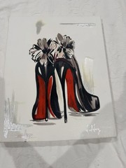 Fashion High Heels Canvas Print Wall Art Framed Ready To Hang Signed Hui Yang