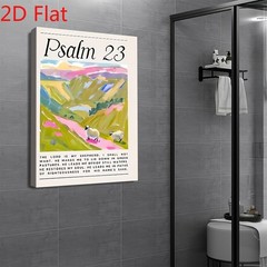 Psalm 23 Sheep Landscape Canvas Art, Colorful Christian Farmhouse Faith Decor