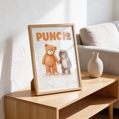 Cute Punch Baby Monkey Watercolor Poster, Nursery Wall Art