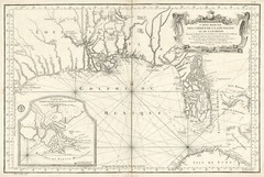1764 Map Louisiana and Florida Gulf Coasts Nautical Coastal Chart Poster Print