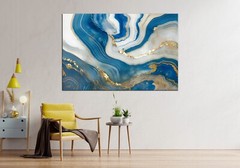 Gold Marble Canvas,Blue Marble Wall Art,Abstract Wall Art,Wall Decor
