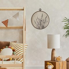 XNXLDYLH Vintage Beige Floral Round Framed Wall Art Decor, Retro Rustic Boho …