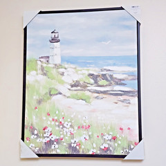 16 x 20 Picture in Black Floating Frame of Costal Lighthouse