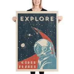 Explore other planet — Vintage space poster, retro space art, propaganda poster