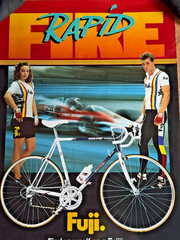 Vintage 1980s Fuji Bicycle Poster Choice Rapid Urban Brush Vittoria Italy
