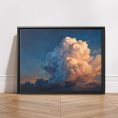 Dramatic Sunset Cumulus Cloud Wall Art, Billowing Peach And Gold Sky Canvas Art