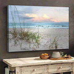 Framed Beach Sunset Print, Inner Frame Coastal Wall Art, Ocean Landscape Decor