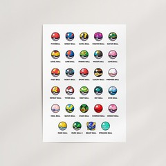 Pokémon Pokéball Collection Chart Poster – Premium Giclée Wall Art