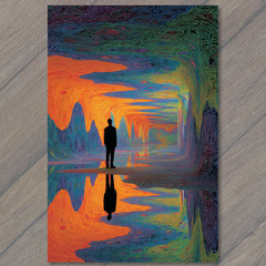 Art Print Psychedelic Man Silhouette Rainbow Reflection Trippy Colorful Dream Tu