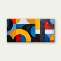 Geometric Abstract Color Blocks Unframed Canvas Painting for Living