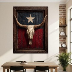 Texas Longhorn Lone Star Barnwood, Western Wall Art, Longhorn Skull Texas Decor
