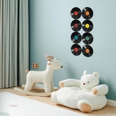 16 Pcs Vinyl Wall Decor Vintage Record Label Peel and Stick Stickers Music