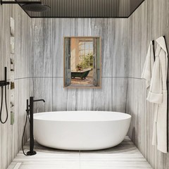 Framed Vintage Canvas Wall Art Print Classical Bathroom Bathtub Poster Flowers G