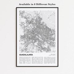 Guadalajara City Map Print, Jalisco Travel Poster, Modern Map, Wall Decor Art
