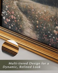 Gold Framed Canvas Wall Art, Antique Sketch Landscape Pictures Vintage Decor,
