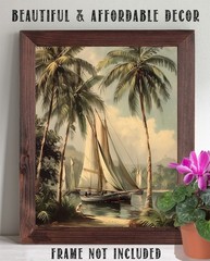 Vintage Seascape Rum Cay Poster 11×14 Unframed Nautical Coastal Beach Wall Art