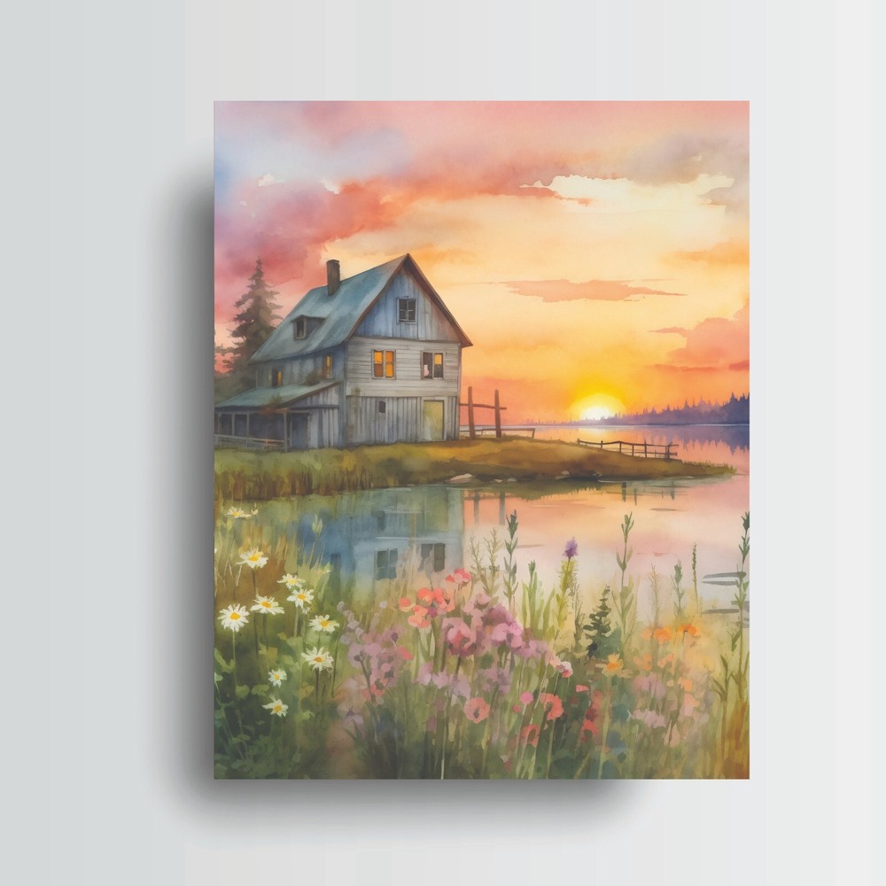 11×14 Sunset Farm Farmhouse Canvas Wall Art