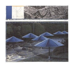 JAVACHEFF CHRISTO The Blue Umbrellas 20″ x 18″ Poster 1995 Contemporary Blue, Gr