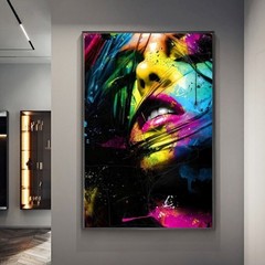 Abstract Sexy Lips Graffiti Art Canvas Painting Colorful Girl Posters Prints Art