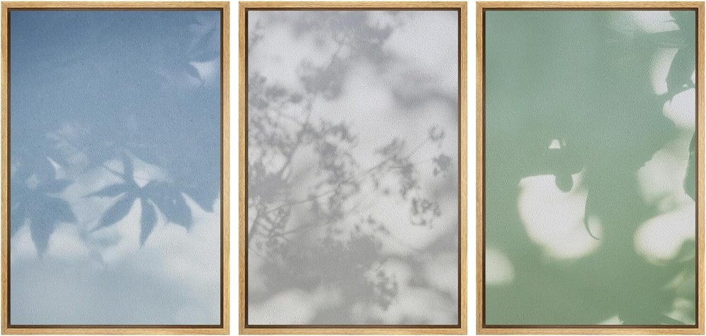 Wall26 Botanical Shadow Modern Wall Art Minimal Framed Canvas Print Set of 3