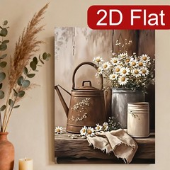 Canvas Art Framed Vintage Watering Can Daisy Farmhouse Still Life Home Decor
