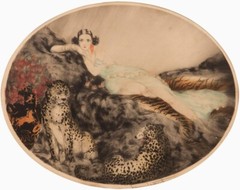 Louis Icart Thais : Leopards : Art Print 1925