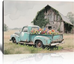 Farmhouse Decor Vintage Truck Canvas Wall Art Poster