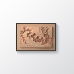 Grand Canyon Map, Grand Canyon 2D Relief Map, Arizona Map – 2D Flat Print