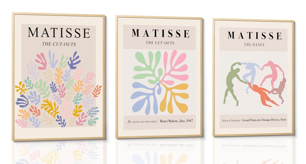 3Pcs Matisse Canvas Wall Art Abstract Botanical Posters Dance Cut-Outs Prints…