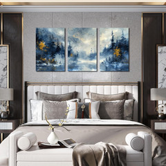 Blue Forest Trees Canvas Art – 3 Piece Set for Living Room & Office Decor