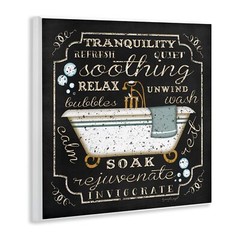 The Stupell Home Decor Collection Tranquility Tub Icon Textual Bathroom Art W…