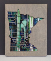 Wisconsin Map Craft Kit Natural Wood Laser Cut & Canvas 8×10 Wall Decor USA #M22