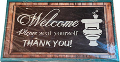 Funny Bathroom Wall Art 14″ x 8″ Welcome Please Seat Yourself Thank You