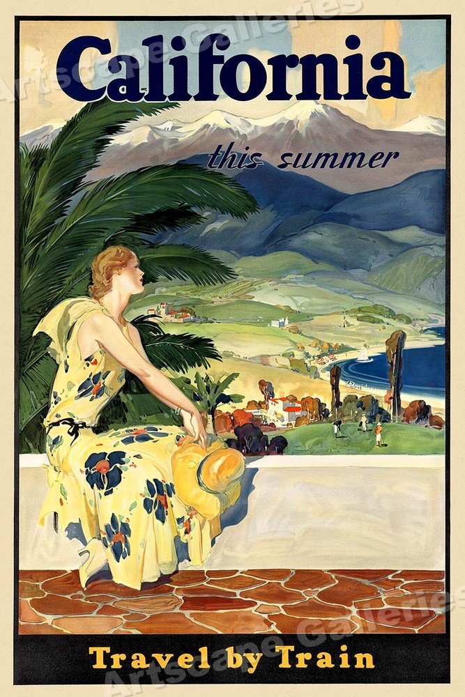 1934 California This Summer Travel by Train Vintage Travel Poster – 24×36