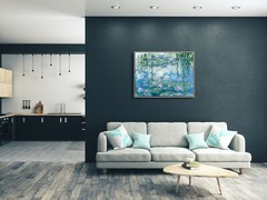 Framed Canvas Print Wall Art Home Decor Monet Painting Picture Water Lilies